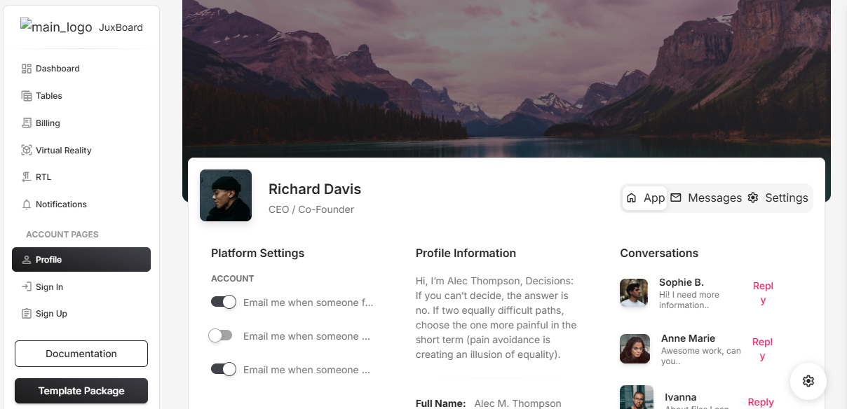 JuxBoard Material Admin Dashboard